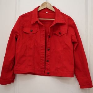 Red jean jacket